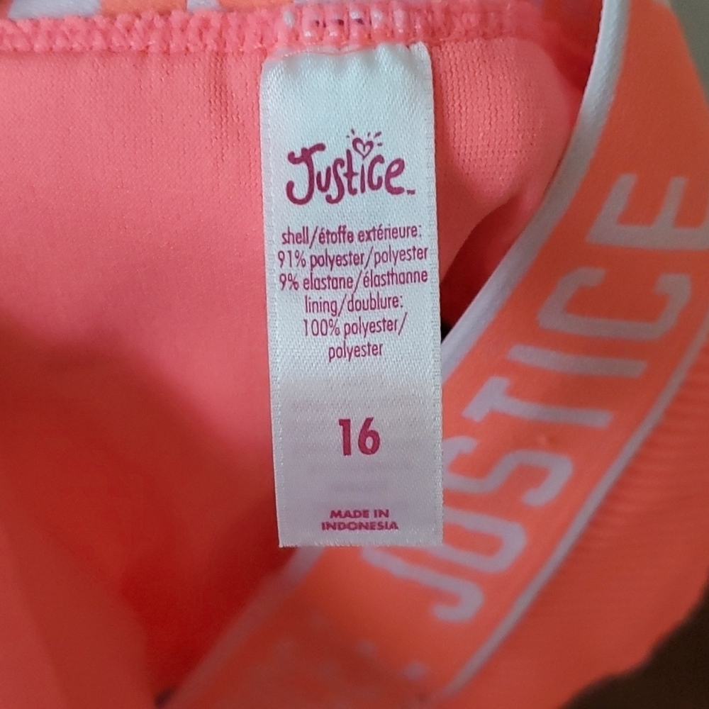 NWOT Justice neon orange 2 piece girls swim suit sz 16 🌛 - Picture 11 of 12